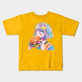 Burger Lover Girl Original Illustration art graphic T-Shirt Kids T-Shirt
